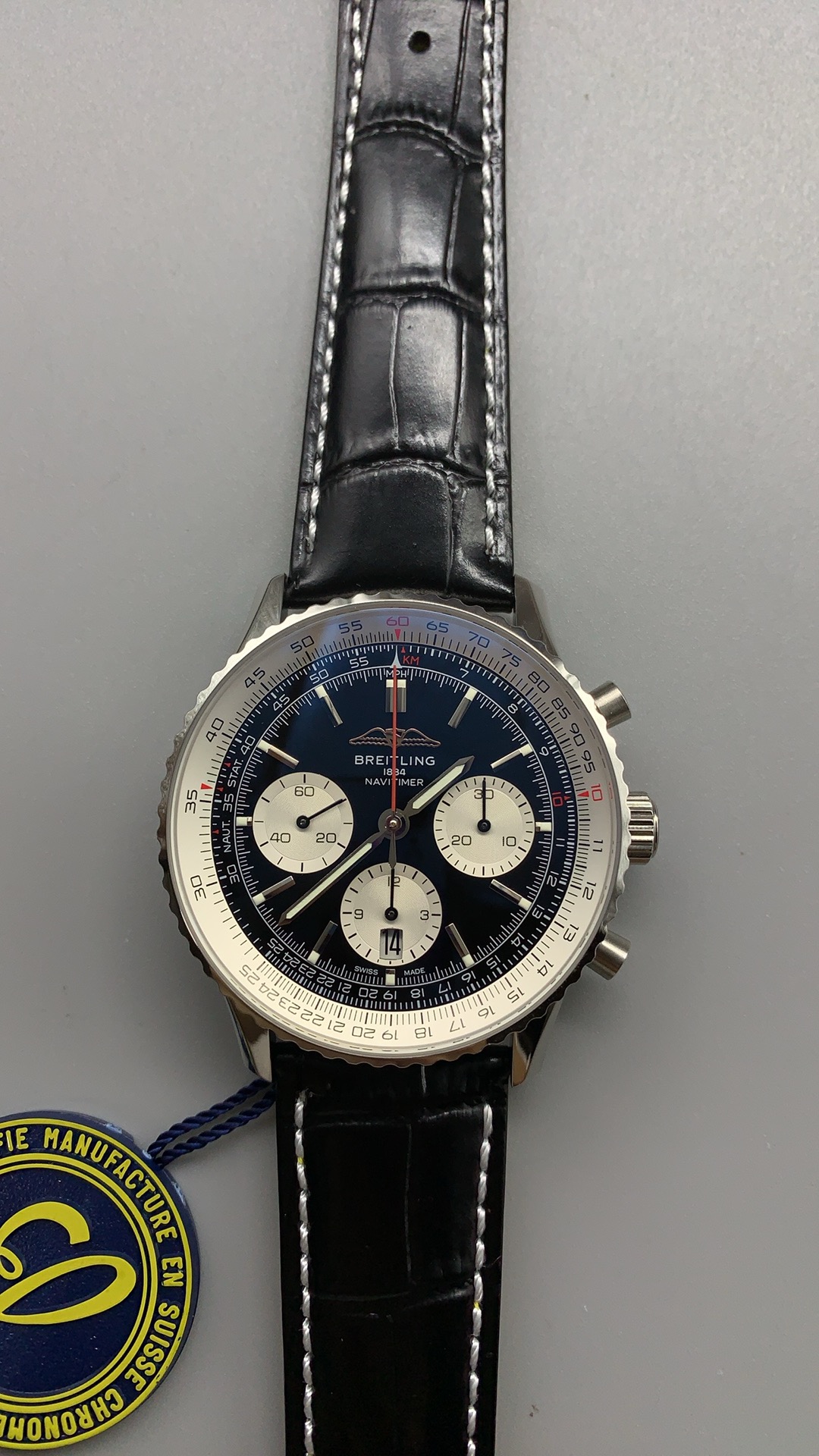 Replica Breitling Navitimer Men Alligator Black 43 mm AB0138211B1P1 - Image 6