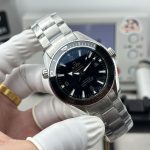 Unidirectional bezel with a black aluminium insert, super clone Omega Planet Ocean 600M