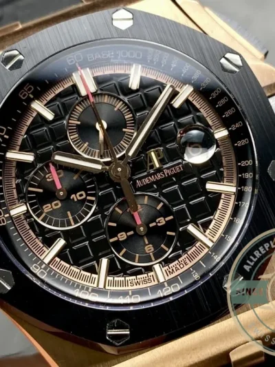 Replica Audemars Piguet Royal Oak Offshore Black Tapisserie Gold Dial 44mm 26401RO.OO.A002CA - High-Grade Replica Watch