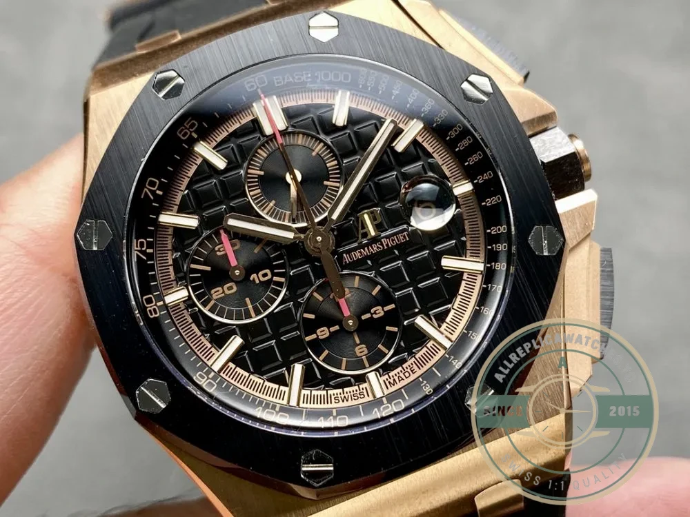 Replica Audemars Piguet Royal Oak Offshore Black Tapisserie Gold Dial 44mm 26401RO.OO.A002CA - High-Grade Replica Watch