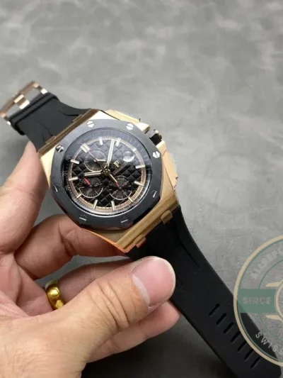 Replica Audemars Piguet Royal Oak Offshore Black Tapisserie Gold Dial 44mm 26401RO.OO.A002CA - Budget Luxury Replica Watch
