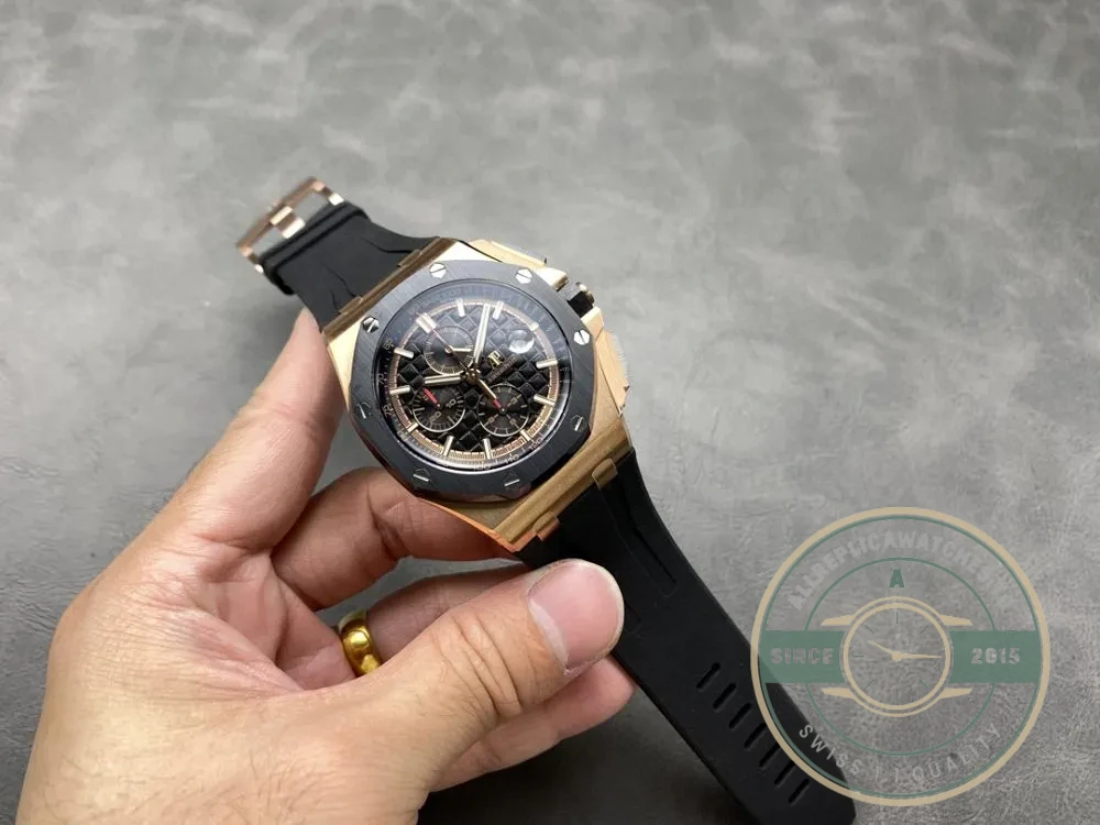 Replica Audemars Piguet Royal Oak Offshore Black Tapisserie Gold Dial 44mm 26401RO.OO.A002CA - Budget Luxury Replica Watch