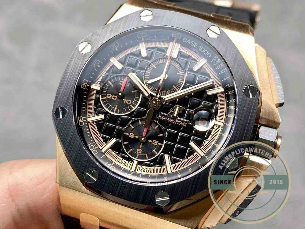 Replica Audemars Piguet Royal Oak Offshore Black Tapisserie Gold Dial 44mm 26401RO.OO.A002CA - Factory Super Clone Watch