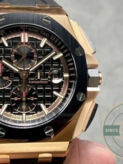 Replica Audemars Piguet Royal Oak Offshore Black Tapisserie Gold Dial 44mm 26401RO.OO.A002CA - Swiss Movement Replica Watch
