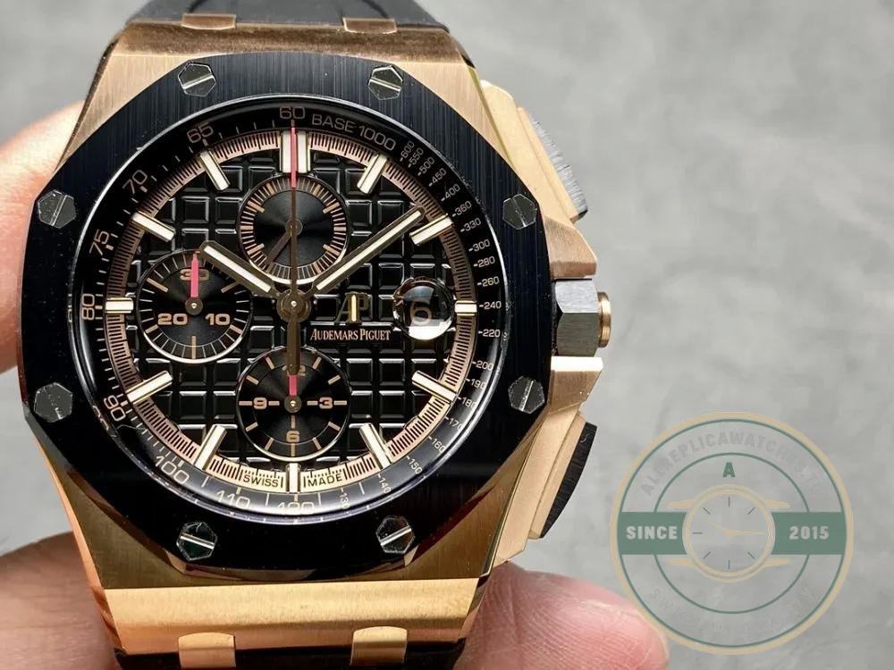 Replica Audemars Piguet Royal Oak Offshore Black Tapisserie Gold Dial 44mm 26401RO.OO.A002CA - Swiss Movement Replica Watch