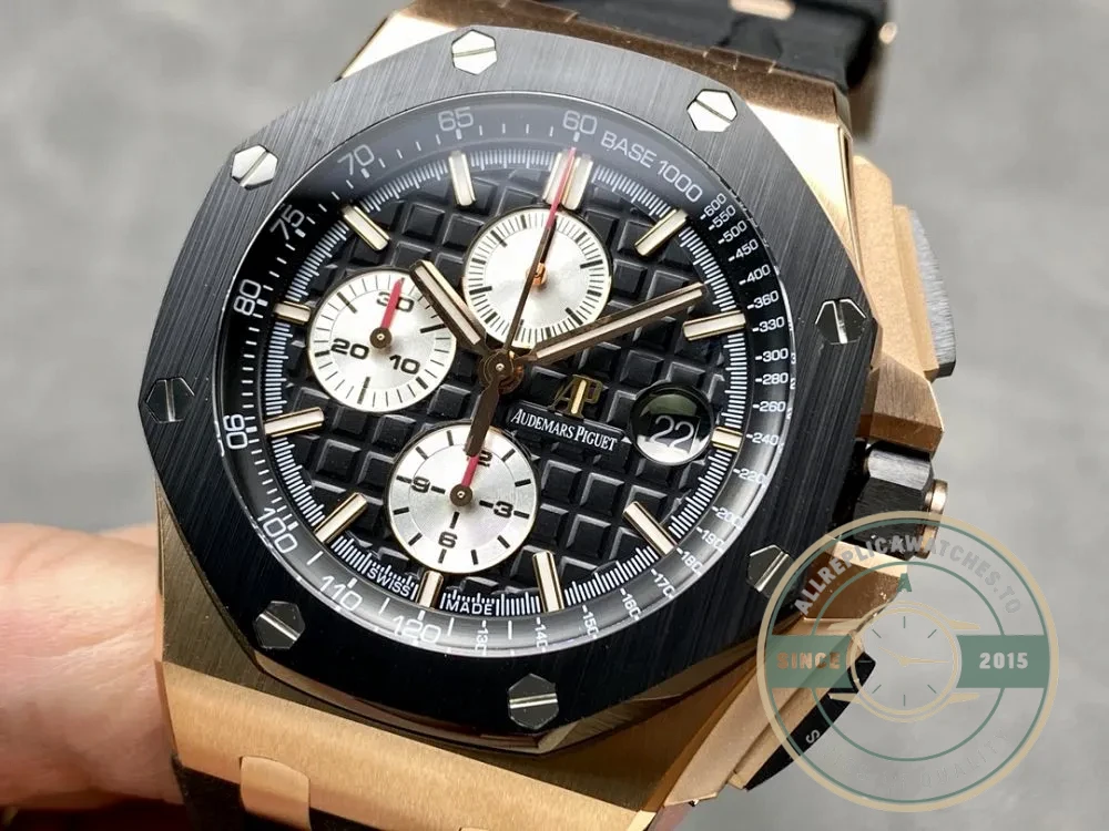 Replica Audemars Piguet Royal Oak Offshore Black Tapisserie Dial 44mm 26401RO.OO.A002CA - Swiss Movement Replica Watch