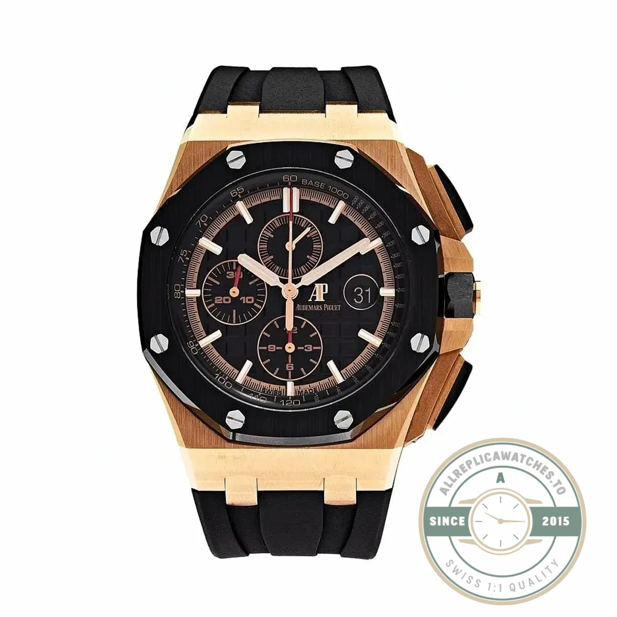 Replica Audemars Piguet Royal Oak Offshore Black Tapisserie Gold Dial 44mm 26401RO.OO.A002CA - Best Quality Replica Watch