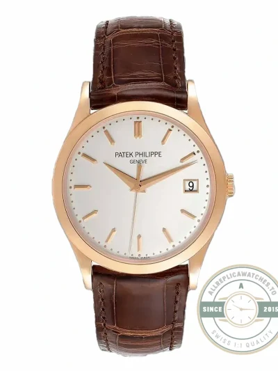 Superclone Patek Philippe Calatrava Dial White 40 mm, Rose Gold Plated - Affordable Luxury Replica Timepiece