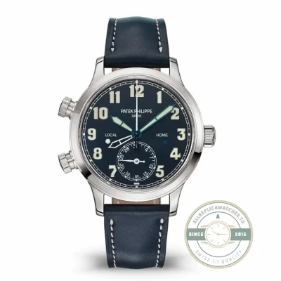 Complications 5524G-001 Patek Philippe CALATRAVA PILOT TRAVEL TIME 42 mm White Gold Blue Dial