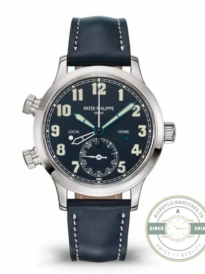 Complications 5524G-001 Patek Philippe CALATRAVA PILOT TRAVEL TIME 42 mm White Gold Blue Dial