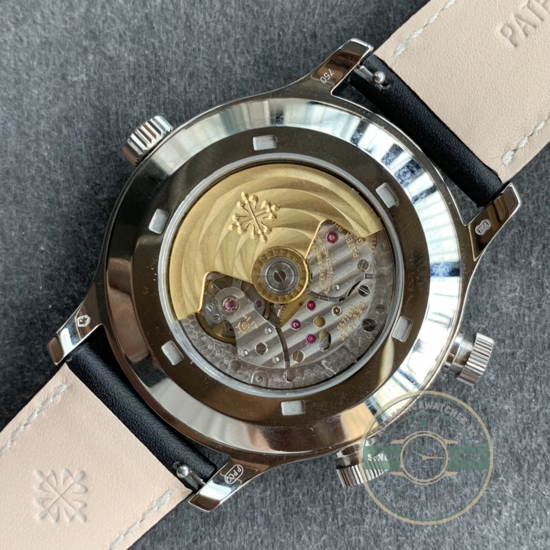 Replica Complications 5524G-001 Patek Philippe CALATRAVA PILOT TRAVEL TIME. 42 mm, White Gold, Black Dial