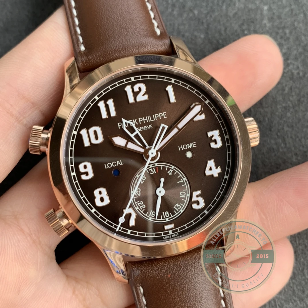 Replica Complications 5524R-001 Patek Philippe CALATRAVA PILOT TRAVEL TIME. 42 mm, Rose Gold
