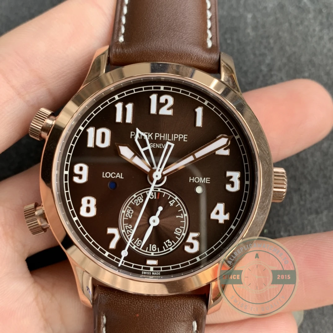 Replica Complications 5524R-001 Patek Philippe CALATRAVA PILOT TRAVEL TIME. 42 mm, Rose Gold