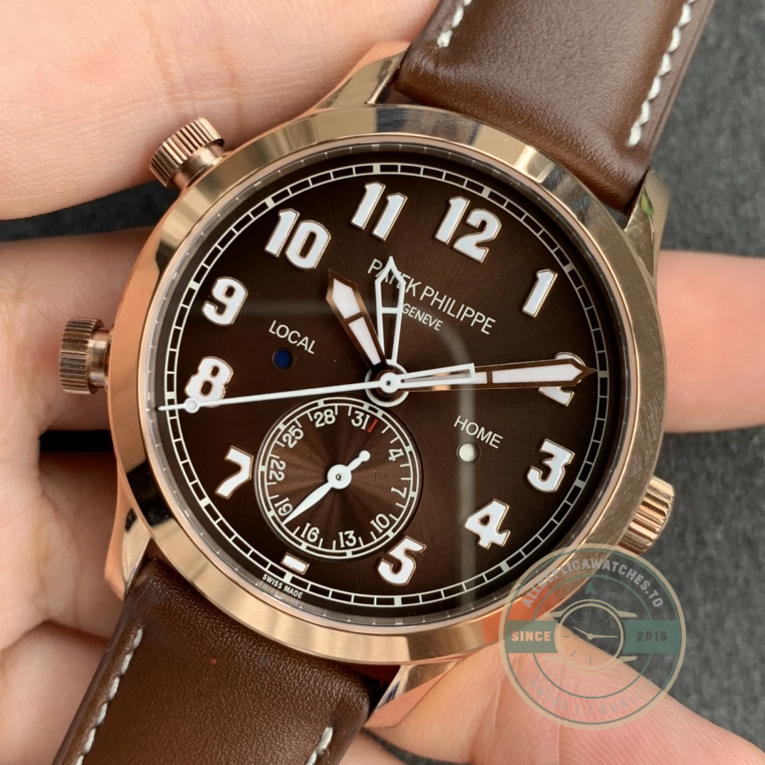 Replica Complications 5524R-001 Patek Philippe CALATRAVA PILOT TRAVEL TIME. 42 mm, Rose Gold