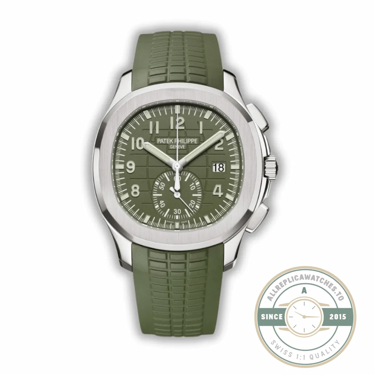 Replica Aquanaut 5968A-001 Patek Philippe Chronograph 42.2 mm, Steel, 5968A-001 Green Strap - Affordable Super Clone Watch