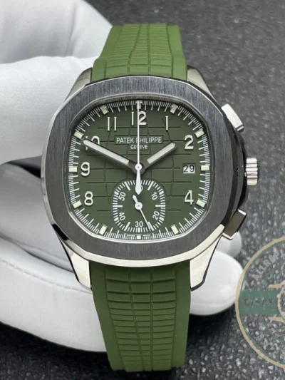 Replica Aquanaut 5968A-001 Patek Philippe Chronograph 42.2 mm, Steel, 5968A-001 Green Strap - Premium Super Clone Watch