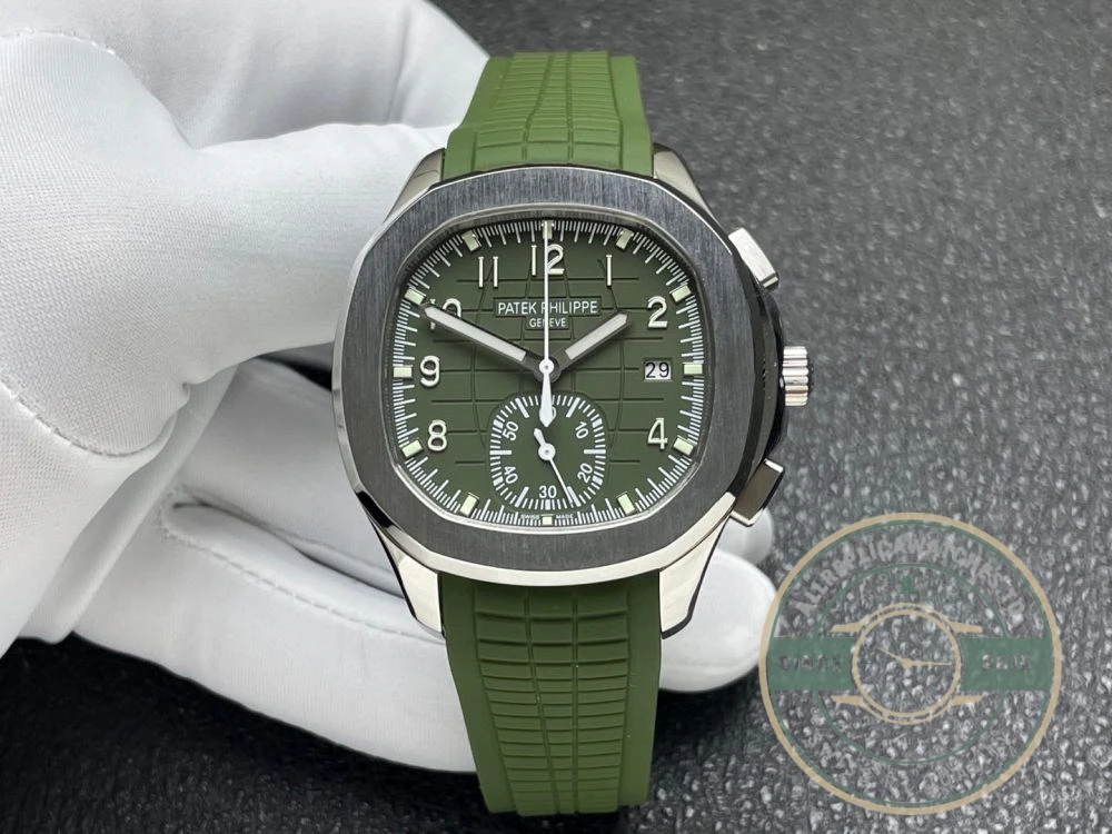 Replica Aquanaut 5968A-001 Patek Philippe Chronograph 42.2 mm, Steel, 5968A-001 Green Strap - Premium Super Clone Watch