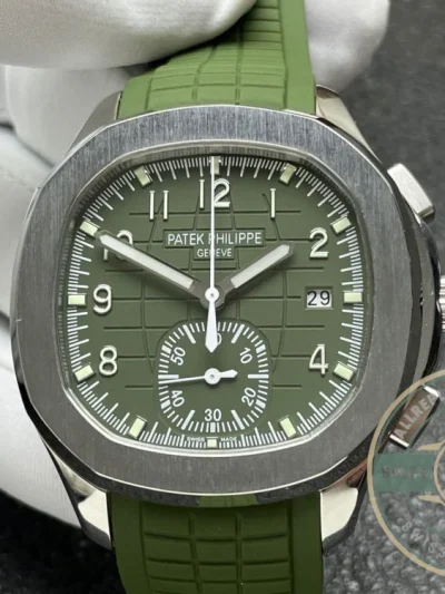 Replica Aquanaut 5968A-001 Patek Philippe Chronograph 42.2 mm, Steel, 5968A-001 Green Strap - Top-Tier Swiss Replica Watch