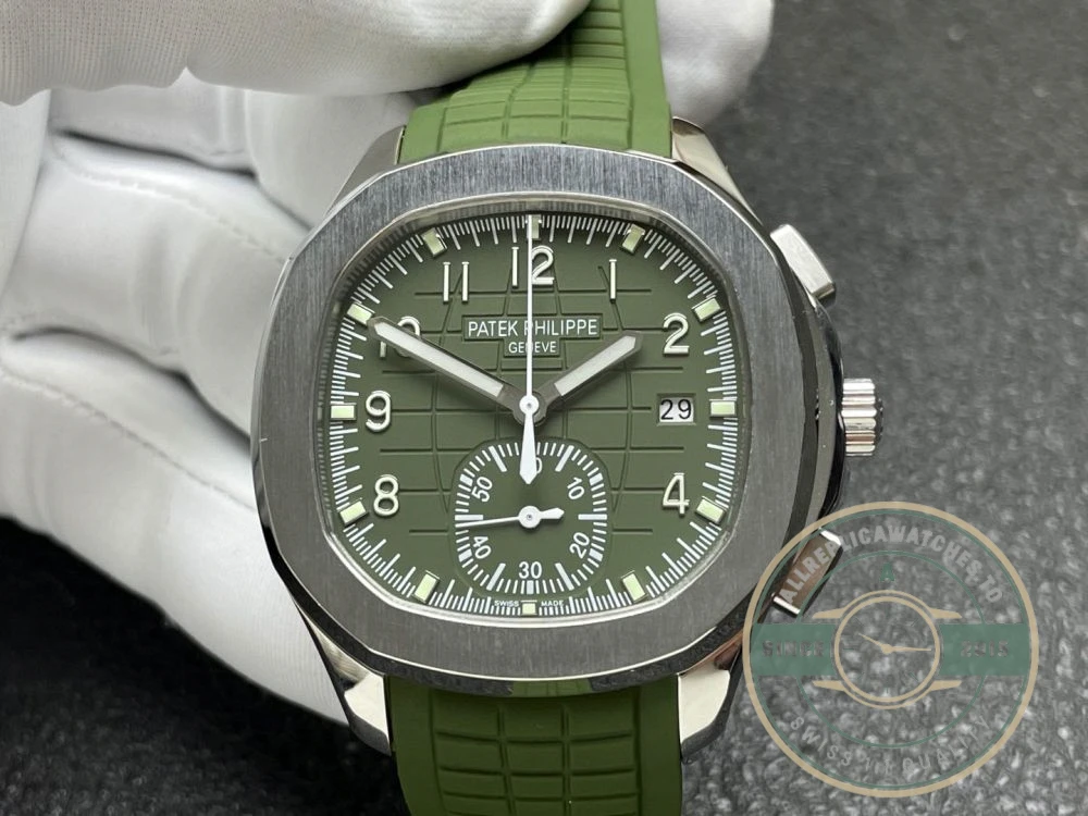 Replica Aquanaut 5968A-001 Patek Philippe Chronograph 42.2 mm, Steel, 5968A-001 Green Strap - Top-Tier Swiss Replica Watch