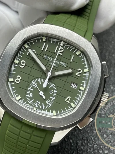 Replica Aquanaut 5968A-001 Patek Philippe Chronograph 42.2 mm, Steel, 5968A-001 Green Strap - Affordable Luxury Replica Timepiece