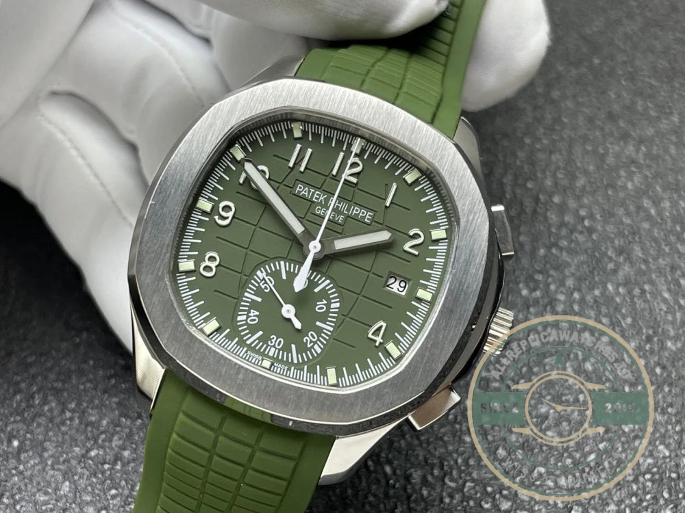 Replica Aquanaut 5968A-001 Patek Philippe Chronograph 42.2 mm, Steel, 5968A-001 Green Strap - Affordable Luxury Replica Timepiece