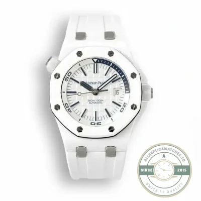 Audemars Piguet Royal Oak Offshore Diver 15707CB replica, white dial – front view