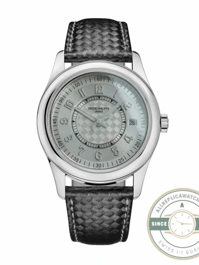 Replica Calatrava 6007G-014 Patek Philippe DATE, SWEEP SECONDS. 40 mm, Black strap, White Dial - Factory Super Clone Watch