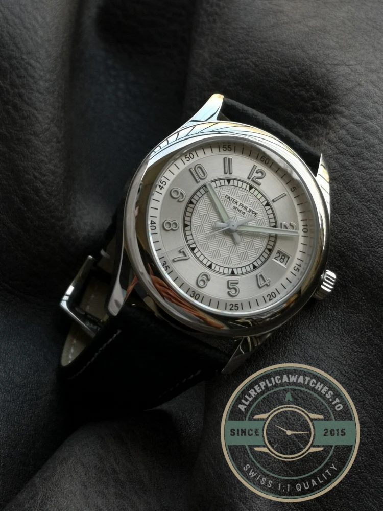 Replica Calatrava 6007G-014 Patek Philippe DATE, SWEEP SECONDS. 40 mm, Black strap, White Dial - Budget Luxury Replica Watch