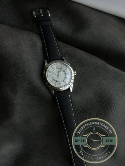 Replica Calatrava 6007G-014 Patek Philippe DATE, SWEEP SECONDS. 40 mm, Black strap, White Dial - Top-Tier Swiss Replica Watch