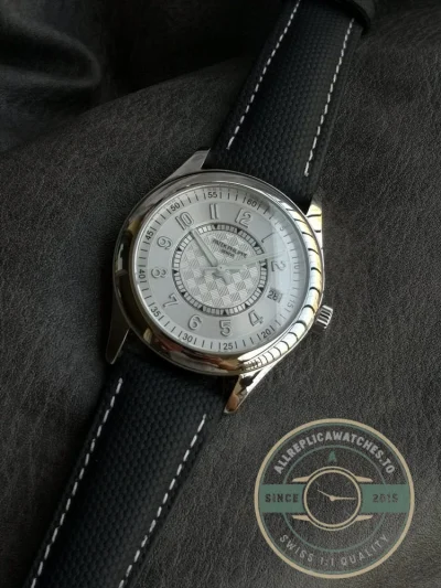Replica Calatrava 6007G-014 Patek Philippe DATE, SWEEP SECONDS. 40 mm, Black strap, White Dial - 1:1 Swiss Replica Watch