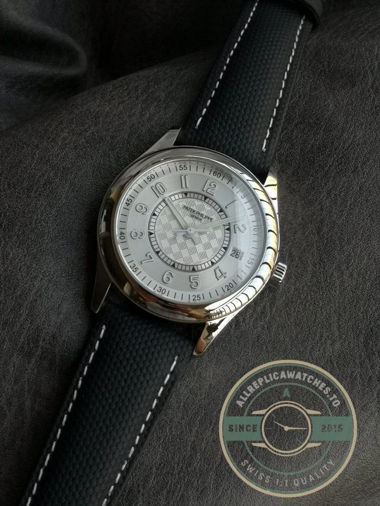 Replica Calatrava 6007G-014 Patek Philippe DATE, SWEEP SECONDS. 40 mm, Black strap, White Dial - 1:1 Swiss Replica Watch