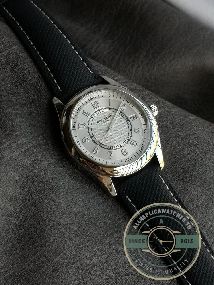 Replica Calatrava 6007G-014 Patek Philippe DATE, SWEEP SECONDS. 40 mm, Black strap, White Dial - 1:1 Swiss Replica Watch