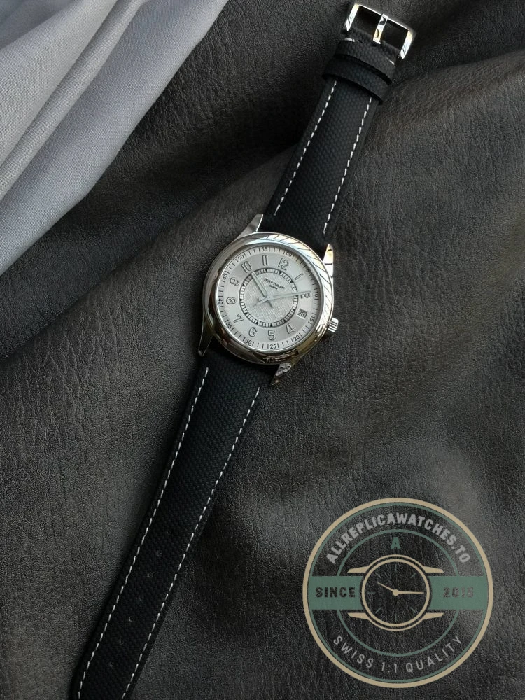 Replica Calatrava 6007G-014 Patek Philippe DATE, SWEEP SECONDS. 40 mm, Black strap, White Dial - Swiss Movement Replica Watch
