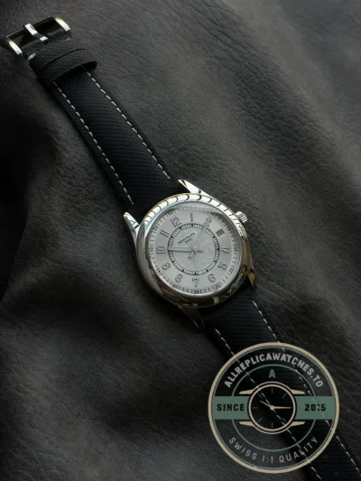 Replica Calatrava 6007G-014 Patek Philippe DATE, SWEEP SECONDS. 40 mm, Black strap, White Dial - Affordable Luxury Replica Timepiece
