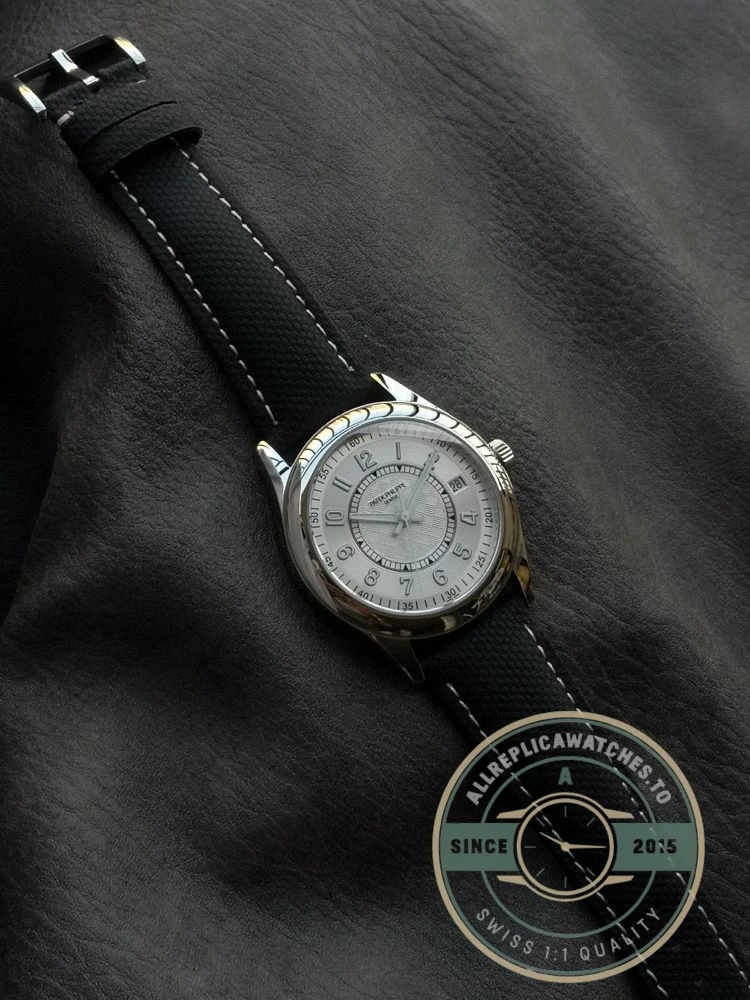 Replica Calatrava 6007G-014 Patek Philippe DATE, SWEEP SECONDS. 40 mm, Black strap, White Dial - Affordable Luxury Replica Timepiece