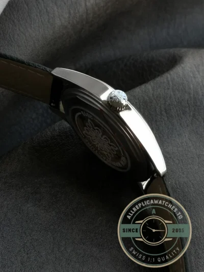 Replica Calatrava 6007G-014 Patek Philippe DATE, SWEEP SECONDS. 40 mm, Black strap, White Dial - Best Quality Replica Watch