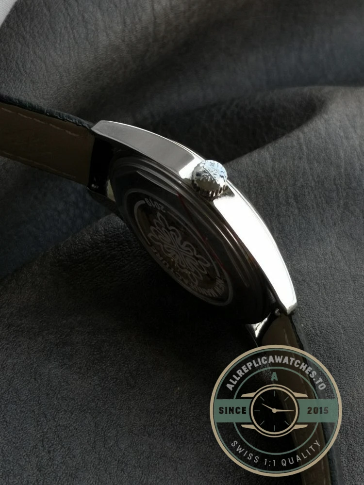 Replica Calatrava 6007G-014 Patek Philippe DATE, SWEEP SECONDS. 40 mm, Black strap, White Dial - Best Quality Replica Watch