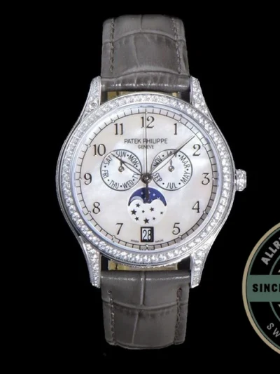 Replica Complications 4948G-010 Patek Philippe ANNUAL CALENDAR, MOON PHASES. 38 mm, White gold - Affordable Super Clone Watch