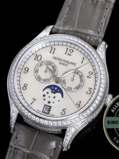 Replica Complications 4948G-010 Patek Philippe ANNUAL CALENDAR, MOON PHASES. 38 mm, White gold - High-Grade Replica Watch
