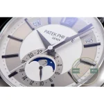 40 mm round case with a polished bezel on the steel Patek 5205G-001 super clone