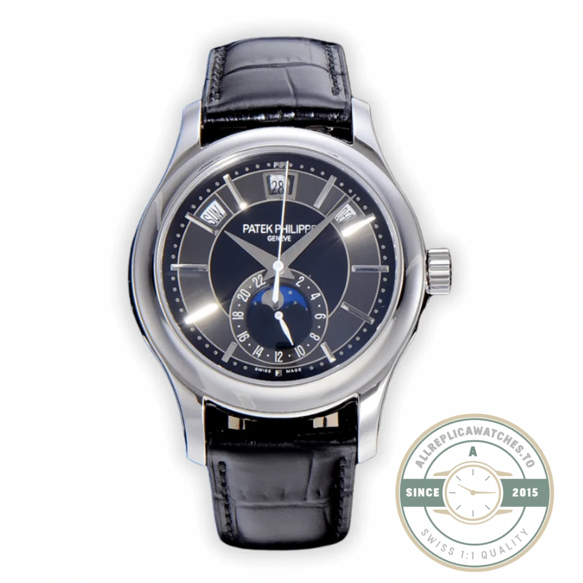 Replica Complications 5205G-013 ANNUAL CALENDAR, MOON PHASES. 40 mm, Steel, Dark Blue Dial - Affordable Luxury Replica Timepiece