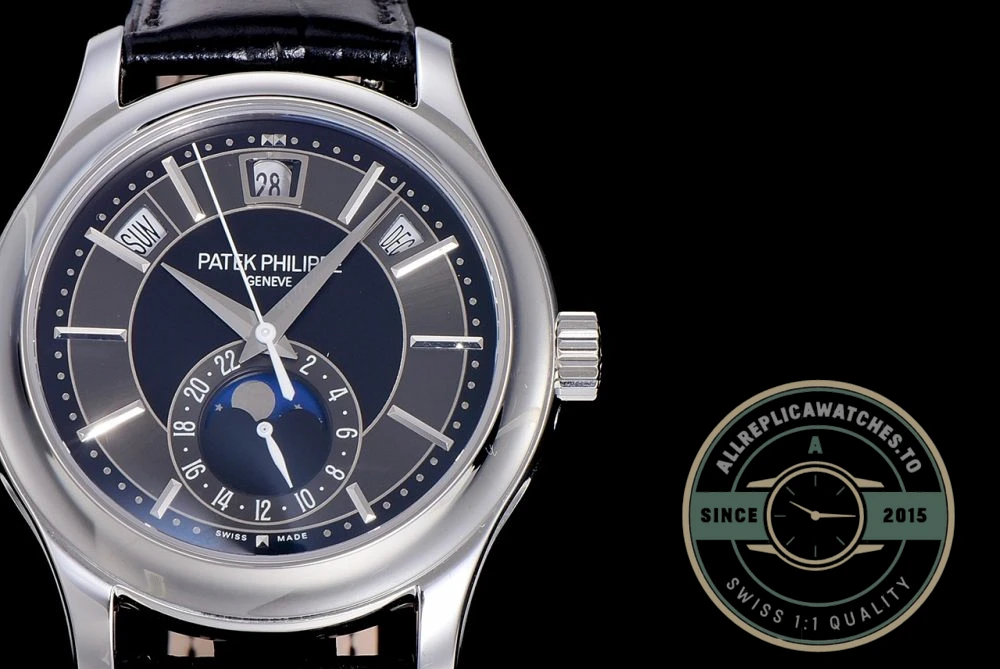 Replica Complications 5205G-013 ANNUAL CALENDAR, MOON PHASES. 40 mm, Steel, Dark Blue Dial - Affordable Super Clone Watch