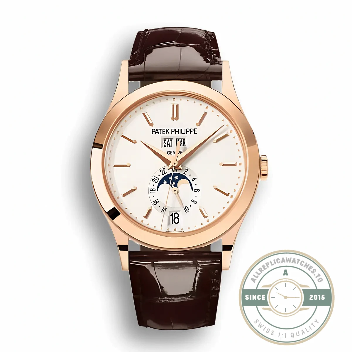 Replica Complications 5396R-011 Patek Philippe ANNUAL CALENDAR, MOON PHASES. 38.5 mm, Rose Gold - High-Grade Replica Watch