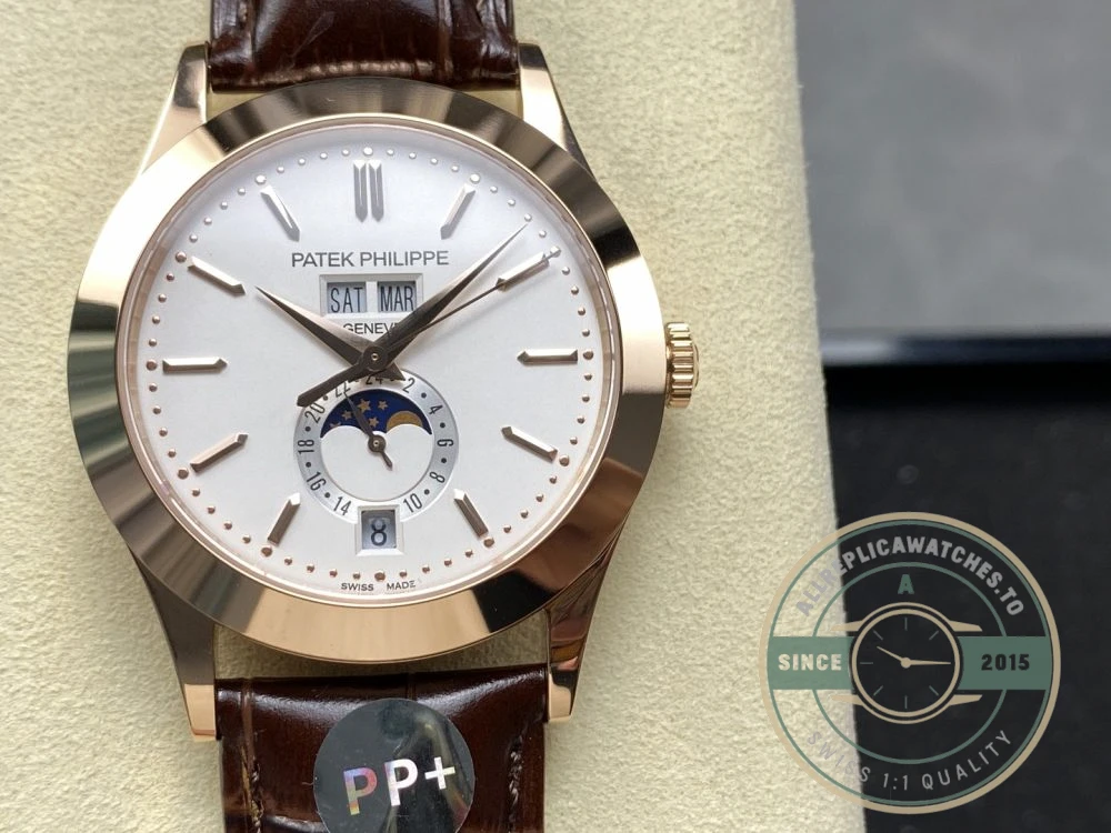 Replica Complications 5396R-011 Patek Philippe ANNUAL CALENDAR, MOON PHASES. 38.5 mm, Rose Gold - 1:1 Swiss Replica Watch