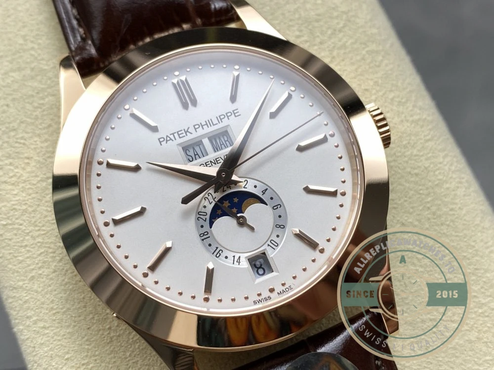 Replica Complications 5396R-011 Patek Philippe ANNUAL CALENDAR, MOON PHASES. 38.5 mm, Rose Gold - Swiss Movement Replica Watch