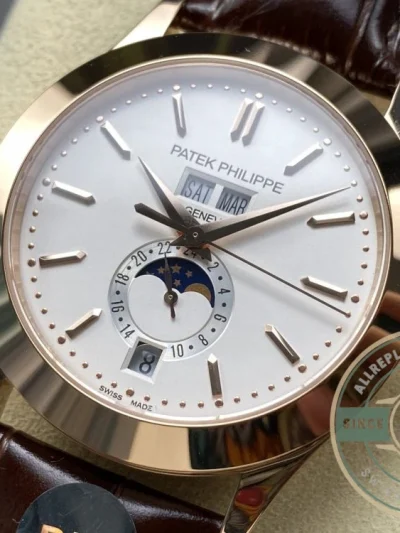 Replica Complications 5396R-011 Patek Philippe ANNUAL CALENDAR, MOON PHASES. 38.5 mm, Rose Gold - Swiss Movement Replica Watch