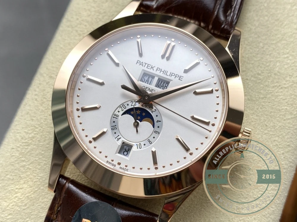 Replica Complications 5396R-011 Patek Philippe ANNUAL CALENDAR, MOON PHASES. 38.5 mm, Rose Gold - Swiss Movement Replica Watch
