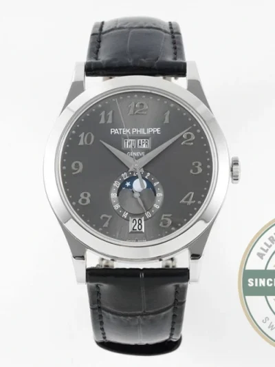 Replica Complications 5396R-012 Patek Philippe ANNUAL CALENDAR, MOON PHASES. 38.5 mm, White Gold, Grey Dial - Premium Super Clone Watch