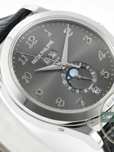 Replica Complications 5396R-012 Patek Philippe ANNUAL CALENDAR, MOON PHASES. 38.5 mm, White Gold, Grey Dial - 1:1 Swiss Replica Watch