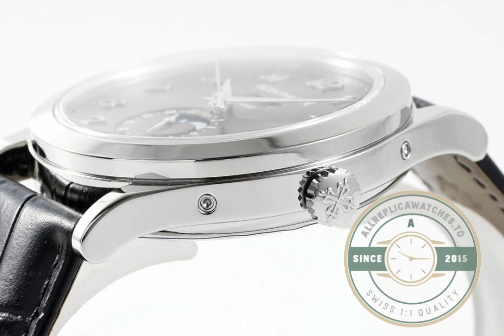 Replica Complications 5396R-012 Patek Philippe ANNUAL CALENDAR, MOON PHASES. 38.5 mm, White Gold, Grey Dial - Premium Super Clone Watch